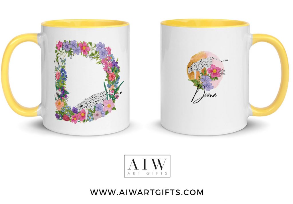 Custom Mug Floral Letter Mug Alphabet AIW Art Gifts