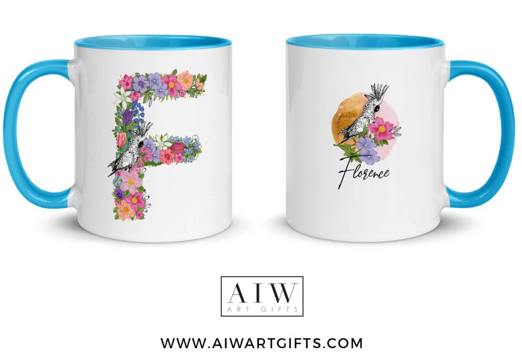 Custom Mug Floral Letter Mug Alphabet AIW Art Gifts