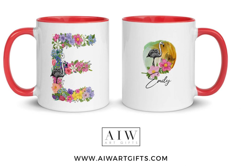 Custom Mug Floral Letter Mug Alphabet AIW Art Gifts