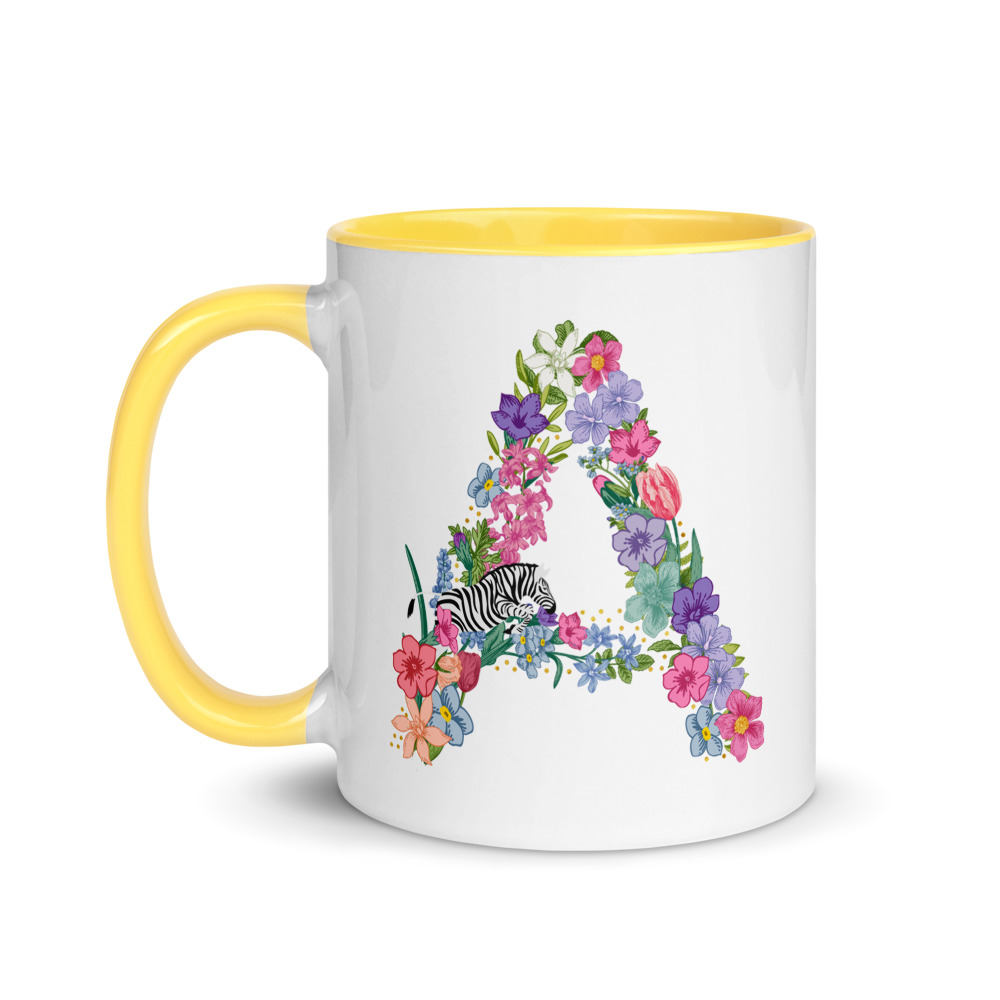 Custom Mug - Floral Letter Mug - Alphabet