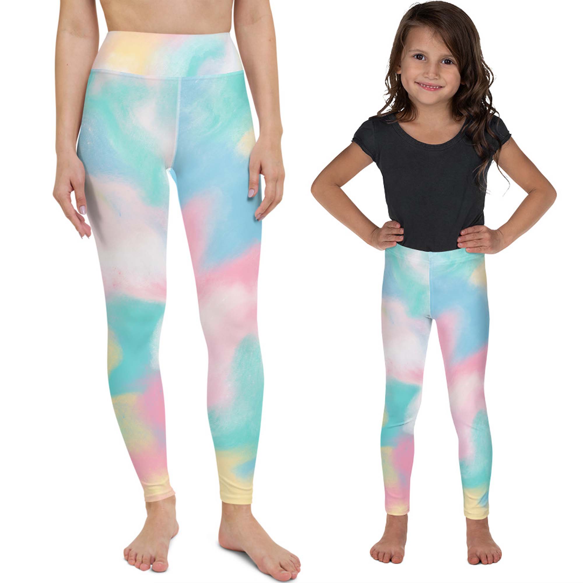 Mommy and Me Pastel Rainbow Leggings, Mommy Daughter Matching Fitness Tights,  Mommy and Me Sets, Mother Daughter Outfits 