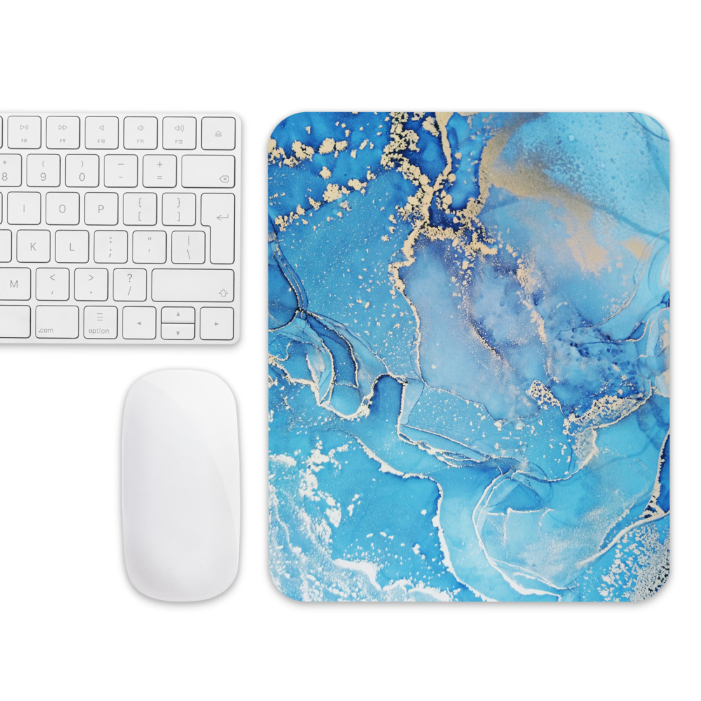 Luxury Pink blue gold marble abstract art mouse pad Teal Ocean mouse pad paint mixing mouse pad Watercolor Printed mouse pad