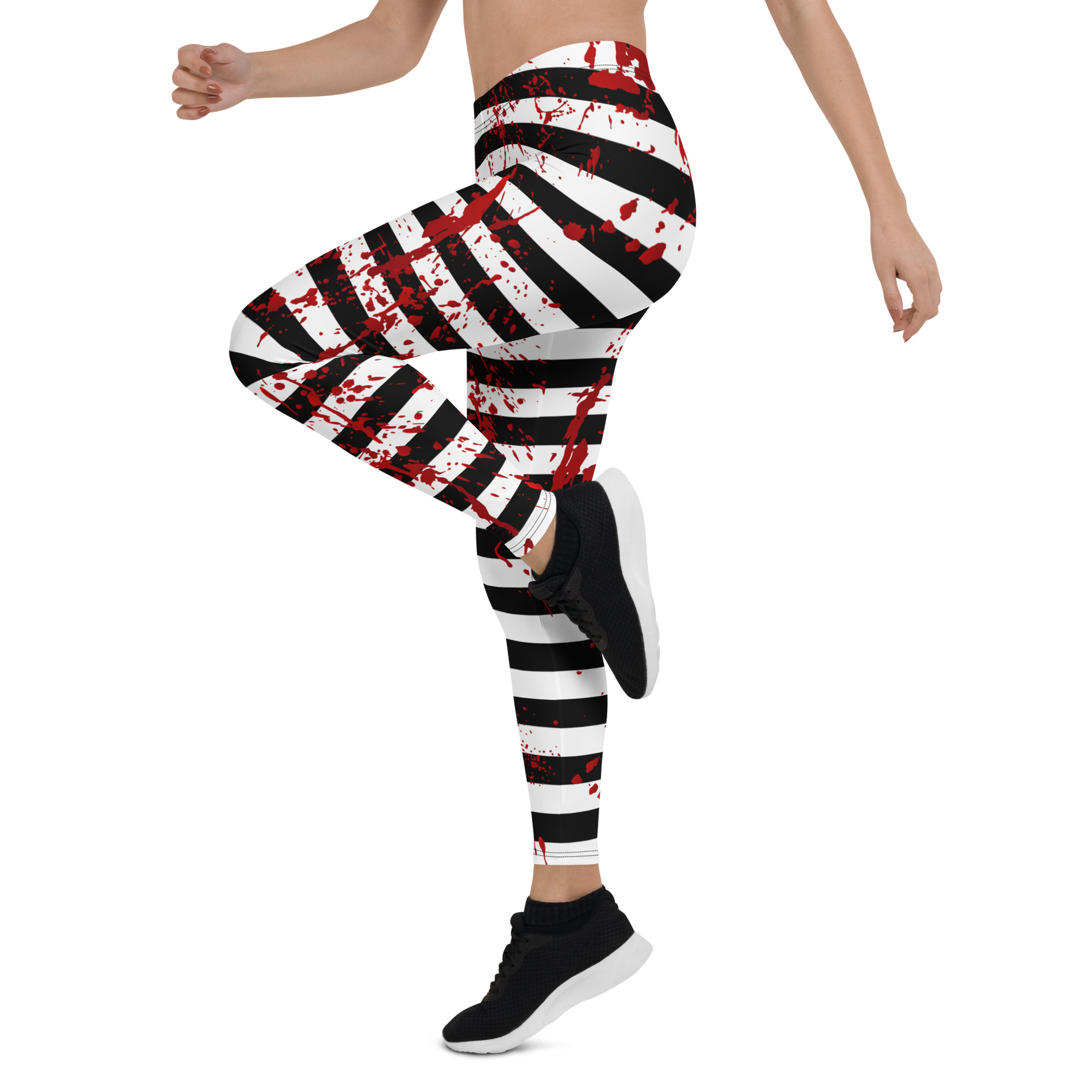 Bloody Halloween striped leggings – Halloween-themed striped leggings with  a blood-spray design ID09 - AIW Art Gifts