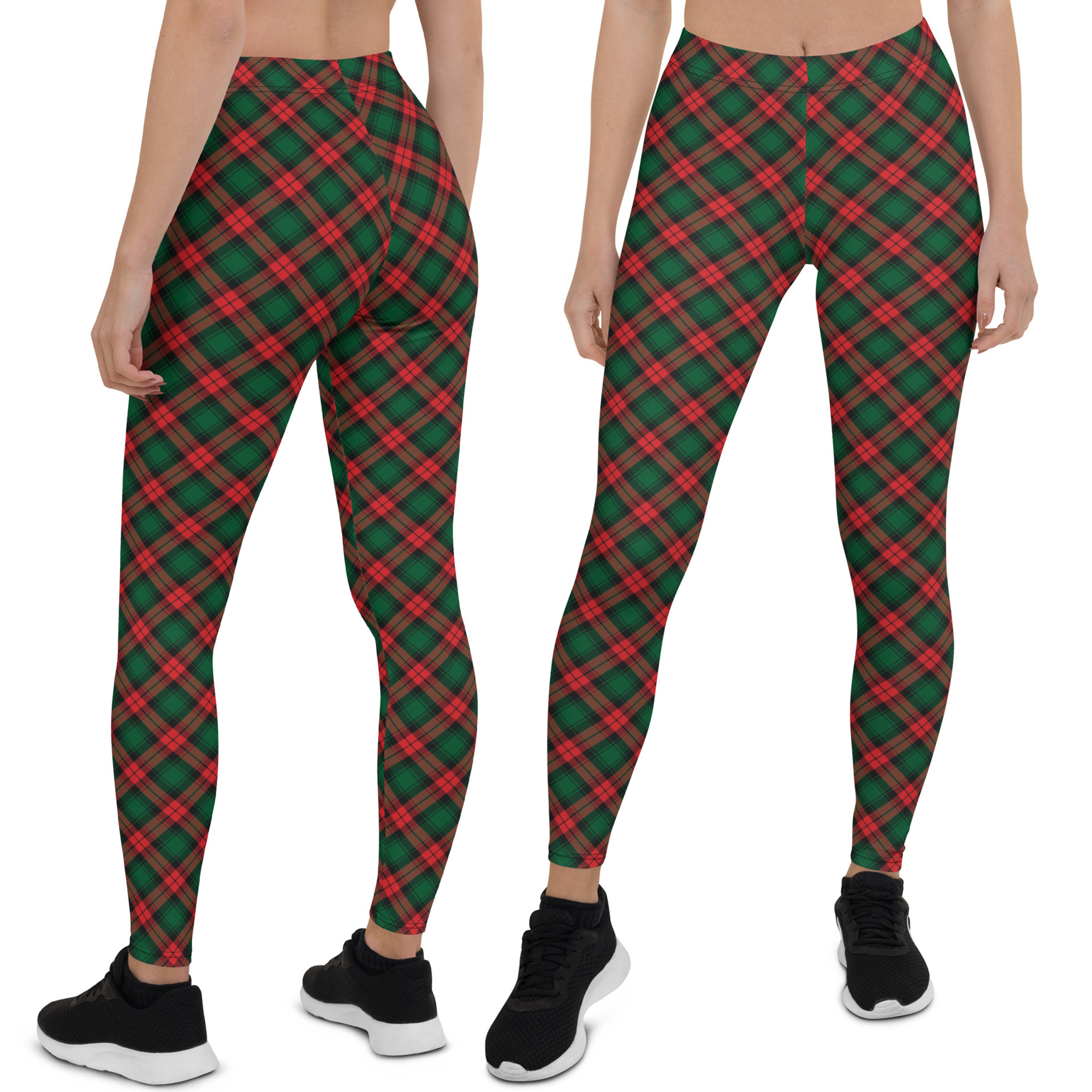 Tartan print Christmas Leggings, Red and Green Plaid Design legging