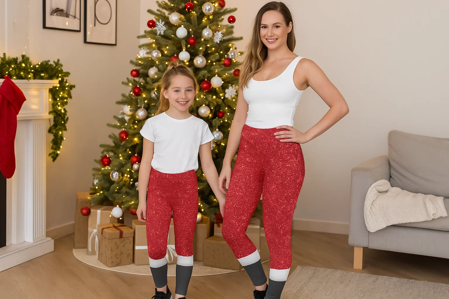 mommy and me christmas leggings